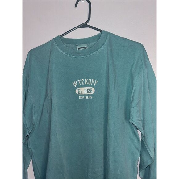 Comfort Colors "WYCKOFF" BlueGreen Long Sleeve TShirt Size Large - Picture 2 of 6